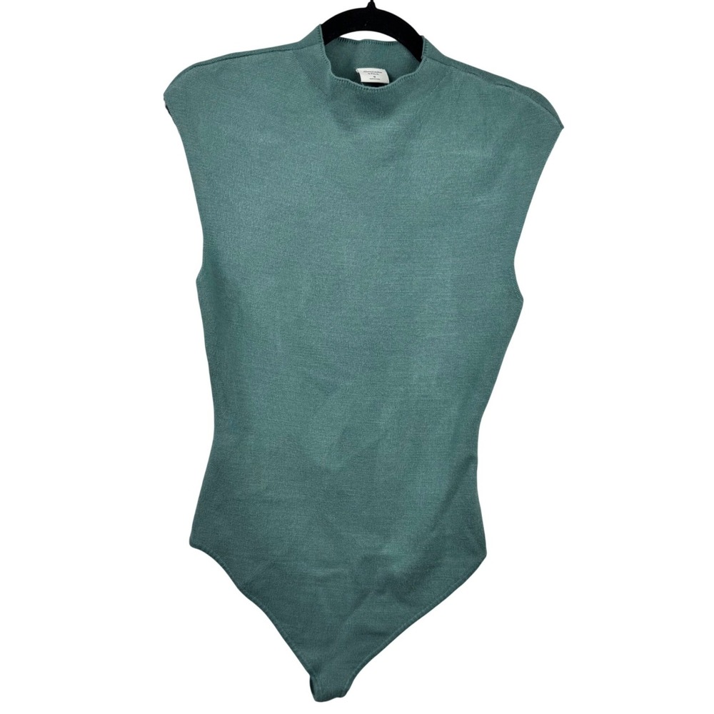 Abercrombie Fitch Bodysuit Teal Green Medium Mock‎ Neck Sleeveless Knit - Picture 2 of 11